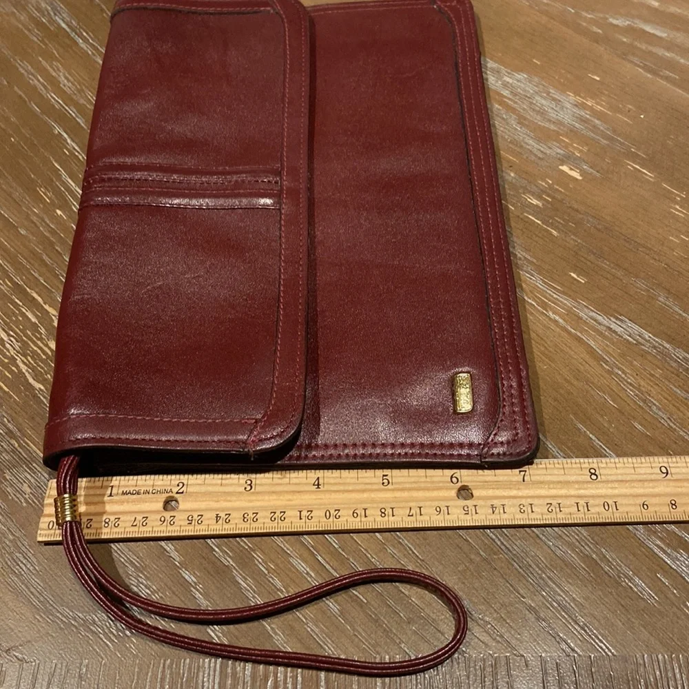 Philippe Oversized wristlet. Chocolate color with red under tone. - Picture 4 of 13